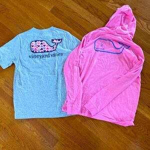 Lot of 2 - Girls Vineyard Vines Tees - Gray and Pink - Sz L - EUC